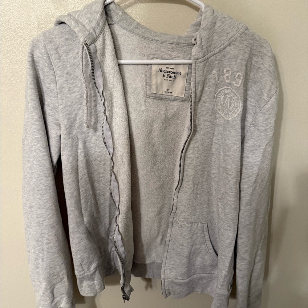 Abercrombie & Fitch Light Gray Zip-Up Hoodie